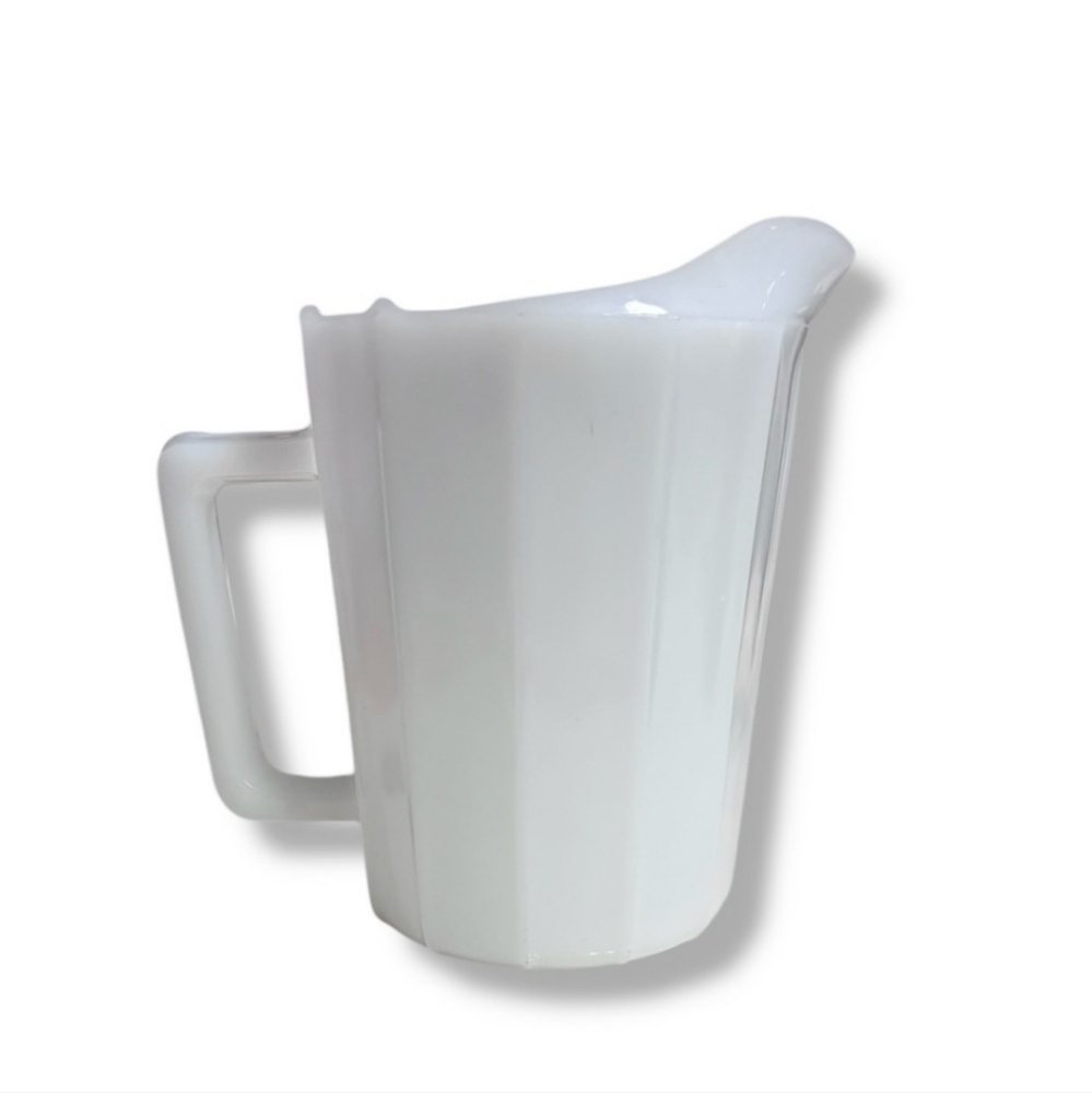HAZEL ATLAS Small Milk Glass Pitcher 5” VINTAGE 1950s